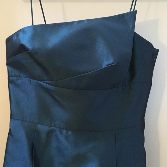 ⬇️Eccoci Silk Turquoise Asymmetric Cocktail Dress - Picture 5 of 8